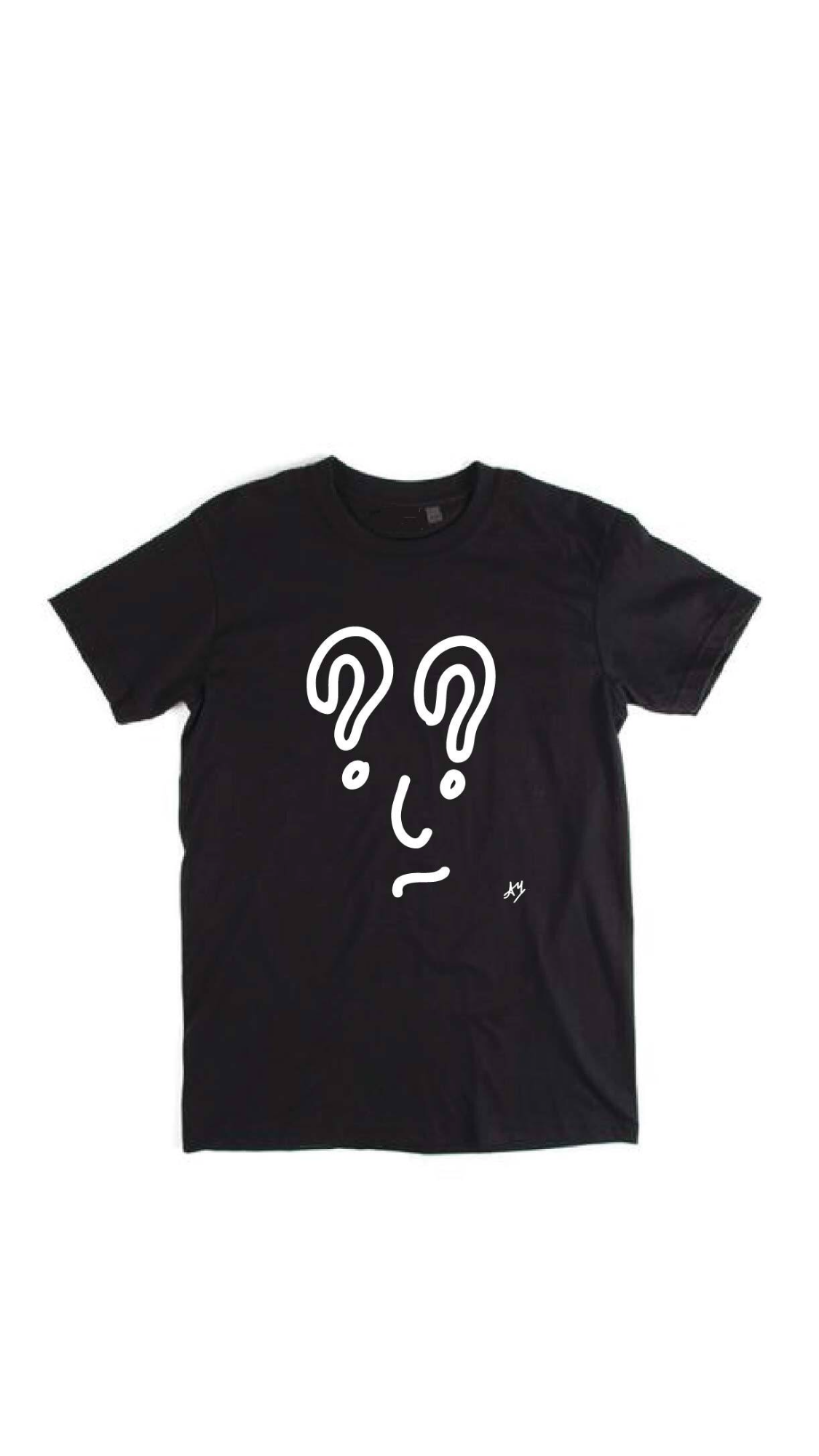 short sleeve black t- shirt  "?"